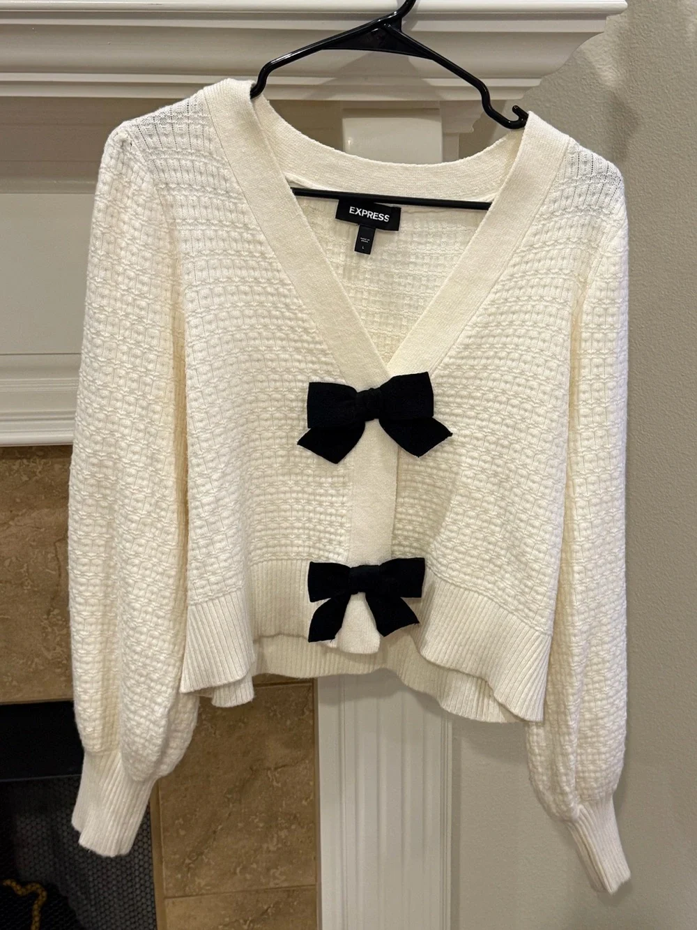 Express V-Neck Bow Cardigan - Picture 3 of 12